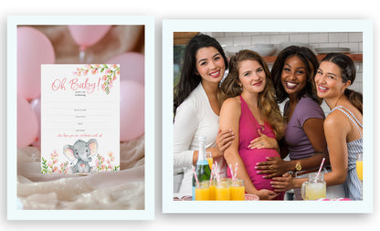 Oh Baby Floral BABY GIRL Blank Fill-in Baby Shower INVITES - Pack of 25