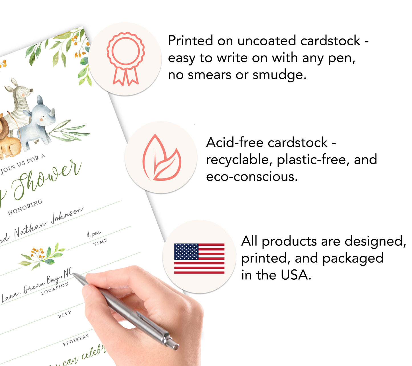 Safari Animals Baby Shower Invitations • SET of 25