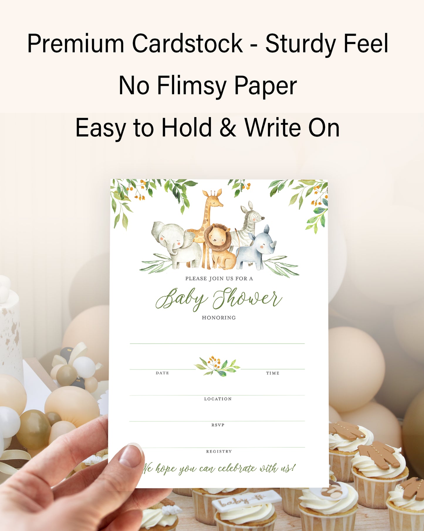 Safari Animals Baby Shower Invitations • SET of 25