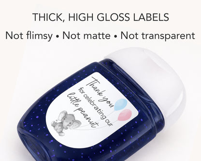 30 Pack PocketBac 1 oz Mini Hand Sanitizer Labels for Gender Baby Reveal Favor