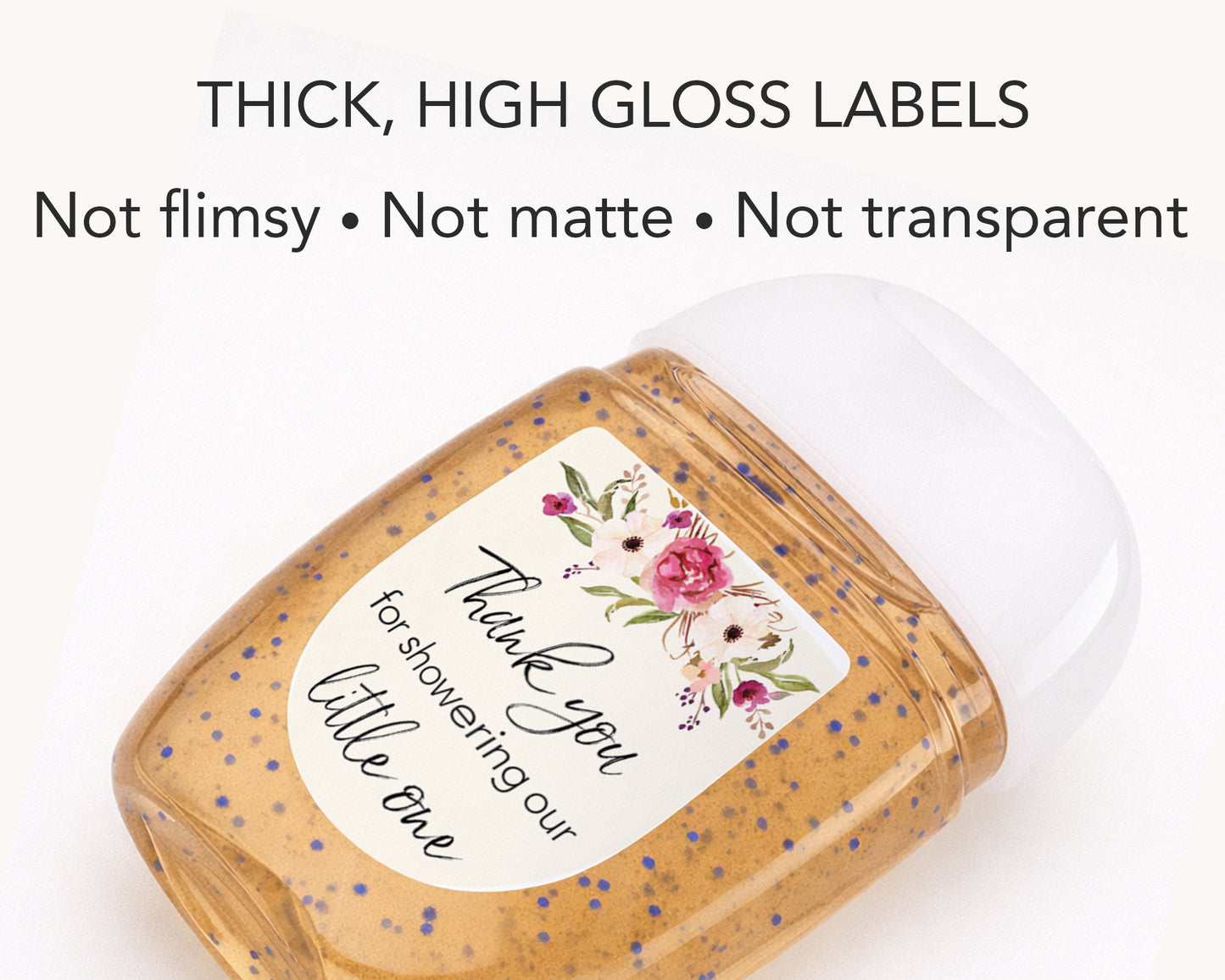 30 Pack PocketBac 1 oz Mini Hand Sanitizer Labels for It’s a Floral Garden Girl & Couples Shower
