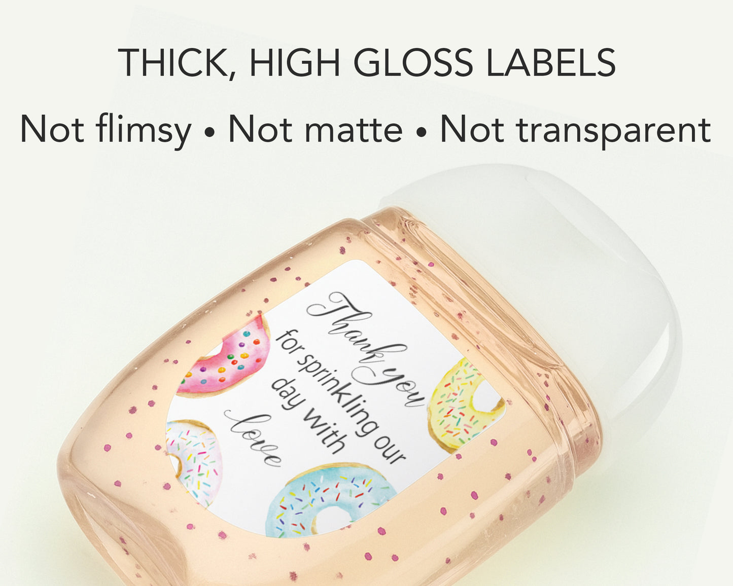 30 Pack PocketBac 1 oz Mini Hand Sanitizer Labels for Gender Neutral Love Donut Theme Baby Shower