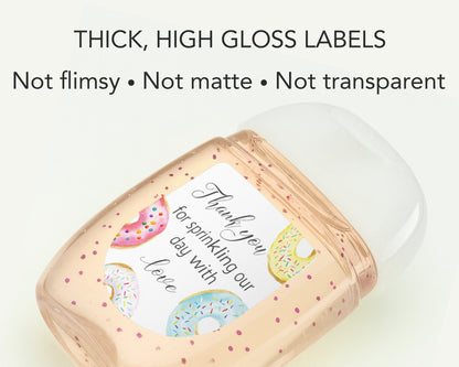 30 Pack PocketBac 1 oz Mini Hand Sanitizer Labels for Gender Neutral Love Donut Theme Baby Shower