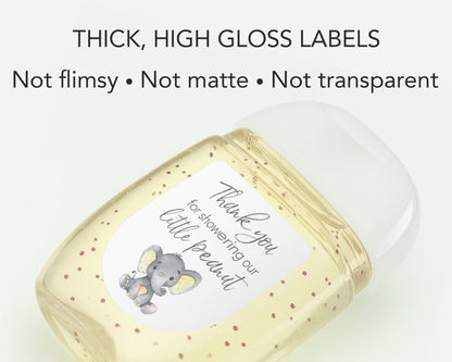 30 Pack PocketBac 1 oz Mini Hand Sanitizer Labels for Gender Neutral Yellow Elephant Baby Shower