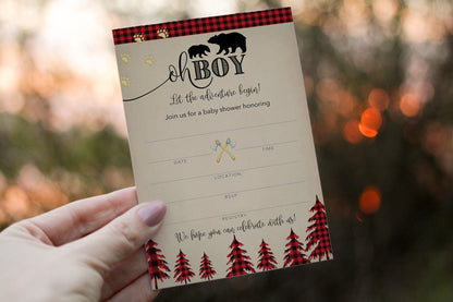 OH BOY! LUMBERJACK Baby Shower INVITATIONS — Pack of 25