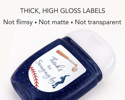 60 Pack PocketBac 1 oz Mini Hand Sanitizer Labels for BaseBall Baby Shower, First Birthday & Sports Theme Party Favors
