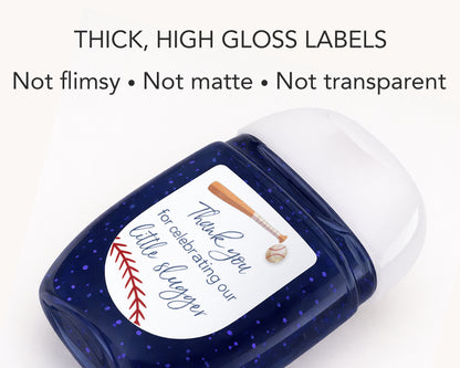 30 Pack PocketBac 1 oz Mini Hand Sanitizer Labels for Baseball Baby Shower