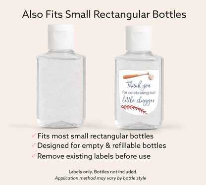 30 Pack PocketBac 1 oz Mini Hand Sanitizer Labels for Baseball Baby Shower