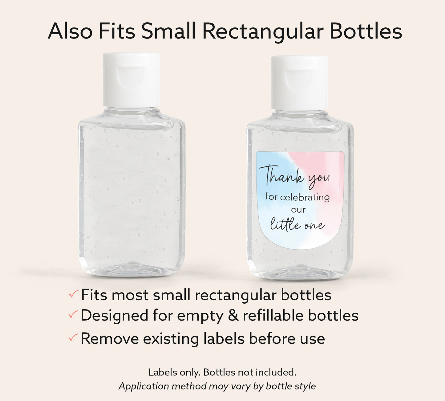 30 Pack PocketBac 1 oz Mini Hand Sanitizer Labels for Pink & Blue Gender Baby Little One Reveal Favor