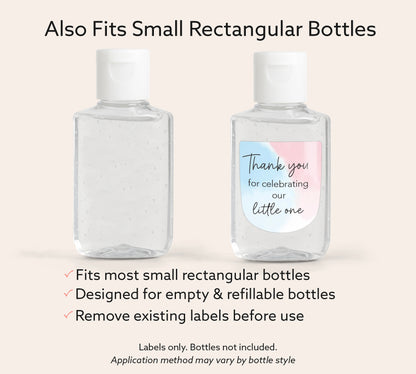 30 Pack PocketBac 1 oz Mini Hand Sanitizer Labels for Pink & Blue Gender Baby Little One Reveal Favor