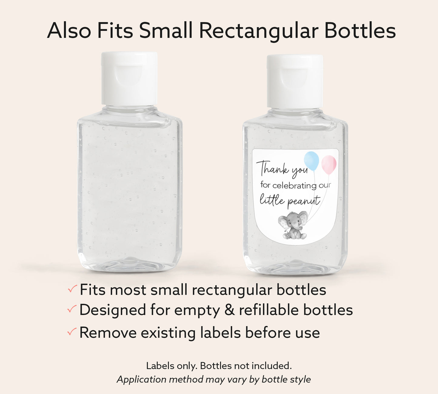 30 Pack PocketBac 1 oz Mini Hand Sanitizer Labels for Gender Baby Reveal Favor