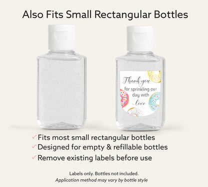 30 Pack PocketBac 1 oz Mini Hand Sanitizer Labels for Gender Neutral Love Donut Theme Baby Shower