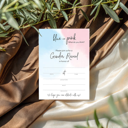 Team Blue or Pink What do you Think Gender Reveal Invitations — Pack of 25