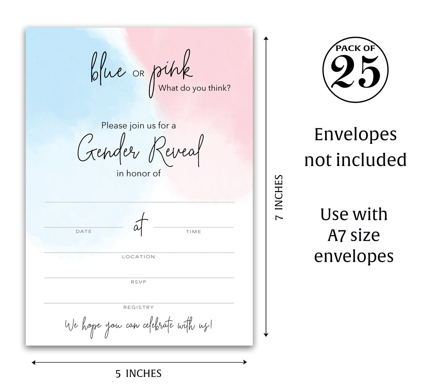Team Blue or Pink What do you Think Gender Reveal Invitations — Pack of 25