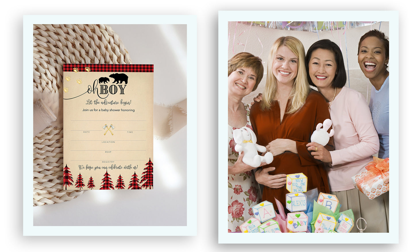 OH BOY! LUMBERJACK Baby Shower INVITATIONS — Pack of 25
