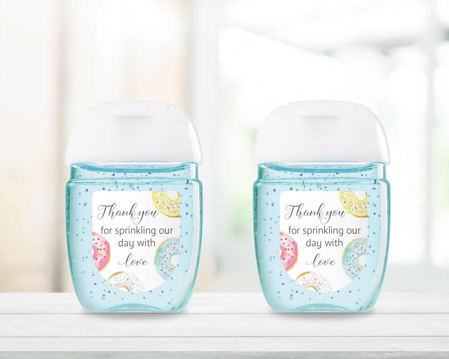 30 Pack PocketBac 1 oz Mini Hand Sanitizer Labels for Gender Neutral Love Donut Theme Baby Shower