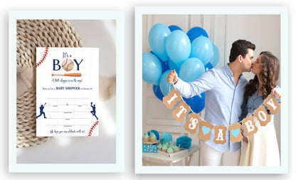 BASEBALL BOY Blank Fill-in Baby Shower  INVITATIONS — Pack of 25