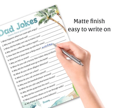 Ocean Surf Baby Shower Game - Dad Jokes - Pack of 25 - Printed