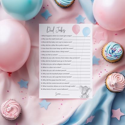 Girl or Boy Gender Reveal • DAD JOKES Games • Set of 25 • Pink or Blue Baby Shower Game