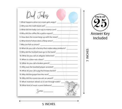 Girl or Boy Gender Reveal • DAD JOKES Games • Set of 25 • Pink or Blue Baby Shower Game