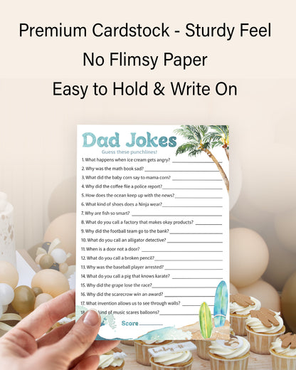 Ocean Surf Baby Shower Game - Dad Jokes - Pack of 25 - Printed
