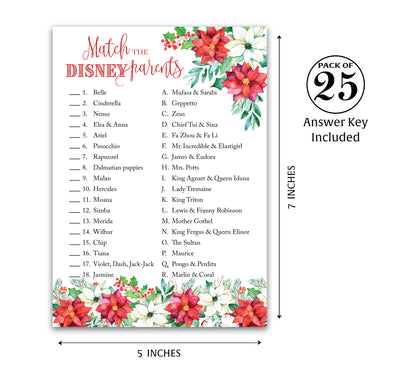 Christmas Baby Shower Game – Disney Parent Match – 25 Pack | Fun Holiday Baby Shower Activity & Xmas Party Game