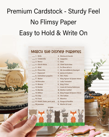 Woodland Animals Baby Shower Game - Disney Parent Match • SET of 25