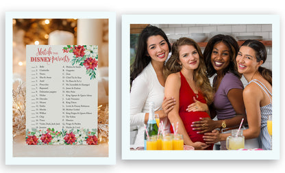 Christmas Baby Shower Game – Disney Parent Match – 25 Pack | Fun Holiday Baby Shower Activity & Xmas Party Game