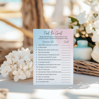 Blue or Pink Theme Baby Shower Game - Find The Guest • SET of 25 • Gender Reveal