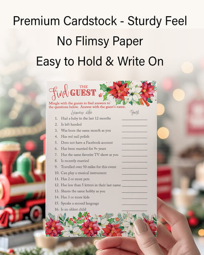 Christmas Baby Shower Game – “Find the Guest” – Pack of 25 Cards – Fun Holiday Icebreaker & Quiz Game for Xmas Baby Showers