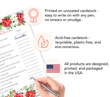 Christmas Baby Shower Game – “Find the Guest” – Pack of 25 Cards – Fun Holiday Icebreaker & Quiz Game for Xmas Baby Showers