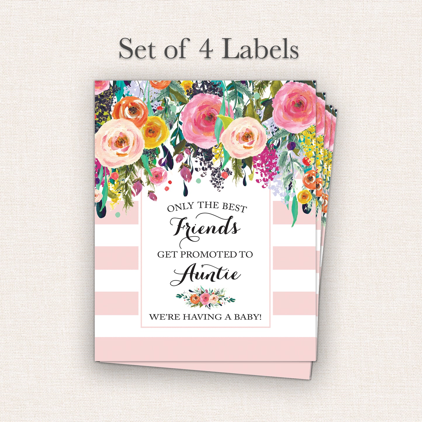 Friends Pregnancy Announcement Wine Labels • Set of 4 • Auntie Reveal (Final Sale)