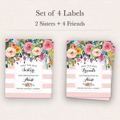 Pregnancy Announcement Wine Labels • Set of 6 • Aunt Reveal for Family & Friends - Final Sale