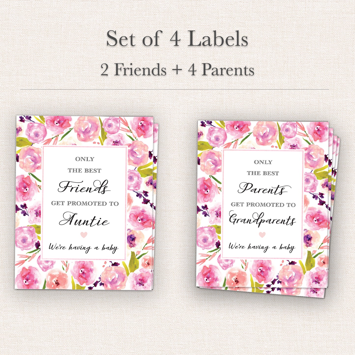 Pregnancy Announcement Wine Labels • Set of 6 • Parents & Friends • Final Sale