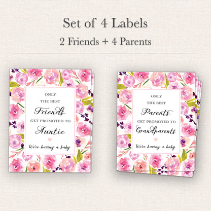 Pregnancy Announcement Wine Labels • Set of 6 • Parents & Friends • Final Sale