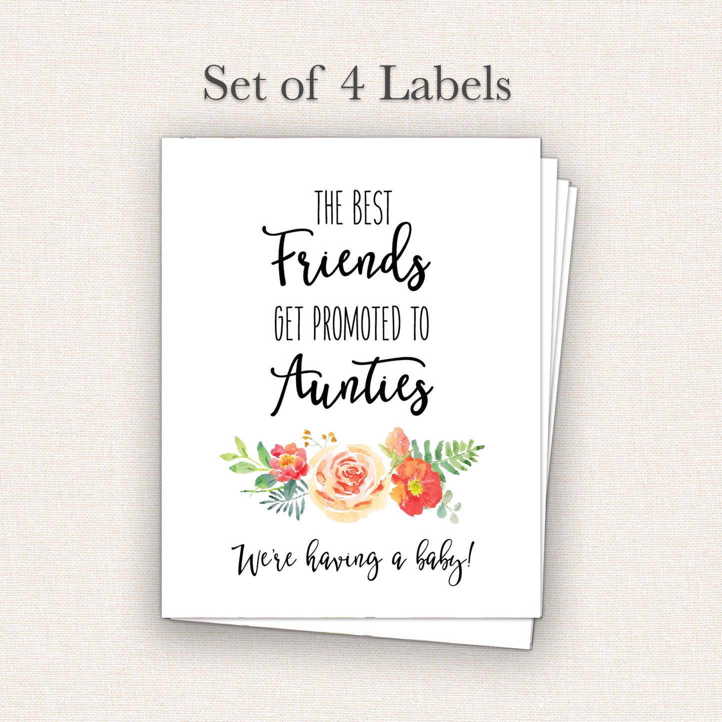 Friends Pregnancy Announcement Wine Labels • Set of 4 • Auntie Reveal (Final Sale)