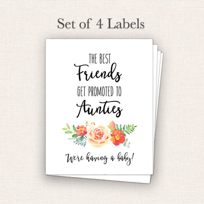 Friends Pregnancy Announcement Wine Labels • Set of 4 • Auntie Reveal (Final Sale)