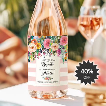 Friends Pregnancy Announcement Wine Labels • Set of 4 • Auntie Reveal (Final Sale)