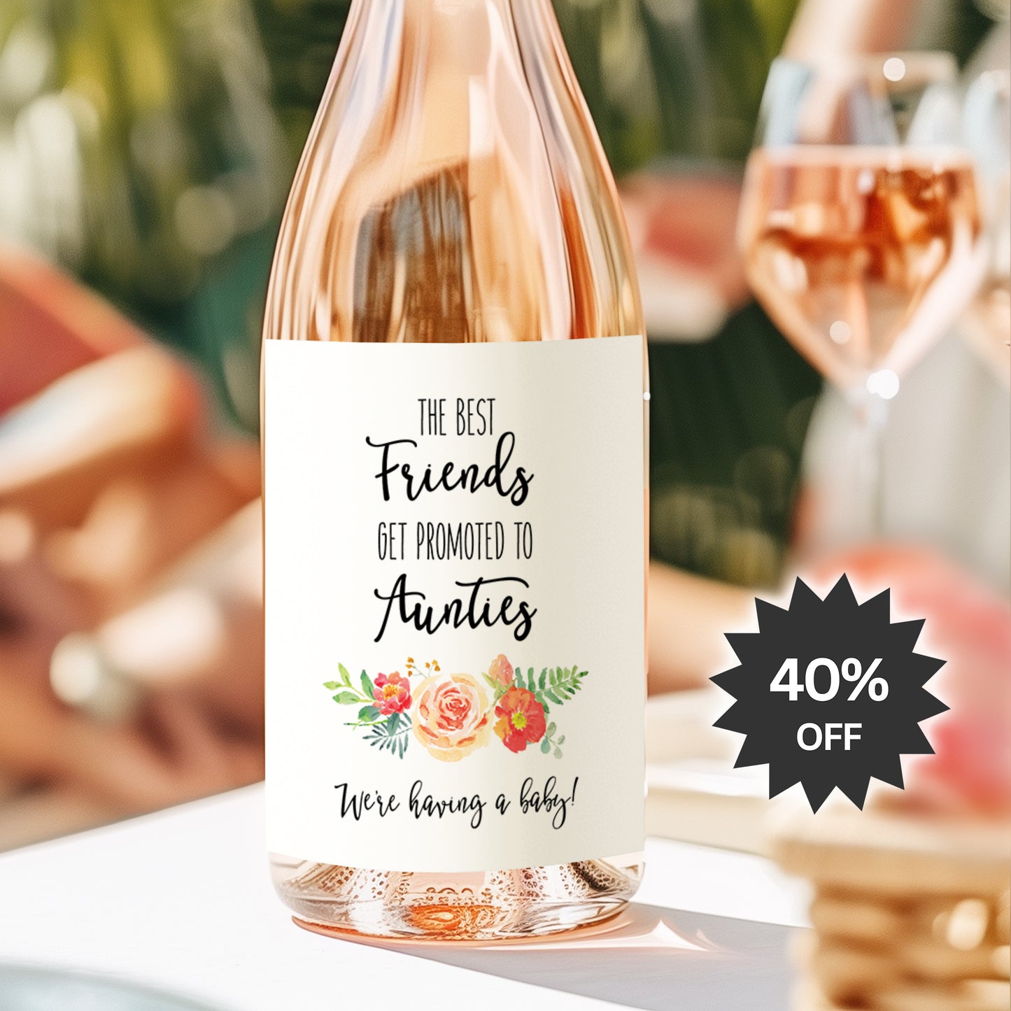 Friends Pregnancy Announcement Wine Labels • Set of 4 • Auntie Reveal (Final Sale)