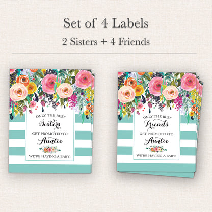 Pregnancy Announcement Wine Labels • Set of 6 • Auntie Reveal for Sisters & Friends (Final Sale)