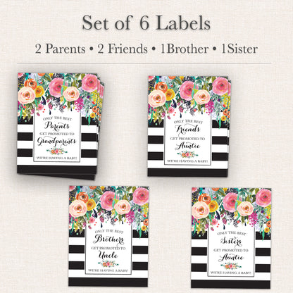 Family & Friends Pregnancy Announcement Wine Labels Parents Sister Brother • Set of 6 • Final Sale