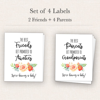 Pregnancy Announcement Wine Labels • Set of 6 • Parents & Friends • Final Sale