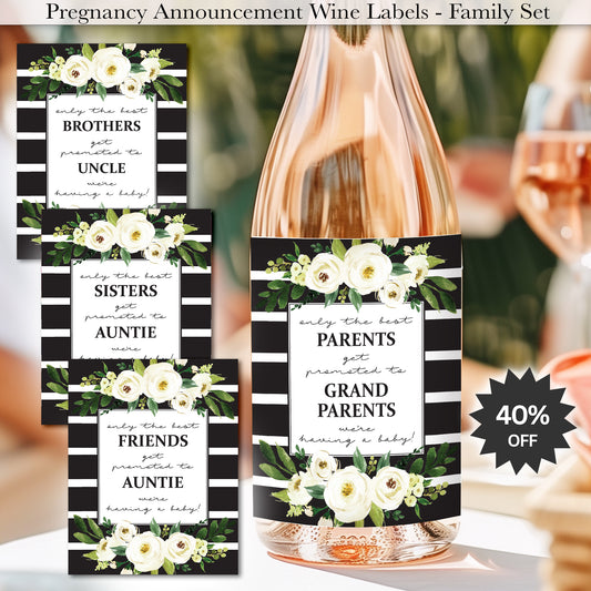 Family & Friends Pregnancy Announcement Wine Labels • Set of 8 • Final Sale