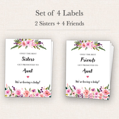 Pregnancy Announcement Wine Labels • Set of 6 • Aunt Reveal for Sisters & Friends - Final Sale