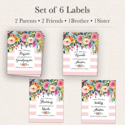 Family & Friends Pregnancy Announcement Wine Labels • Set of 6 • Final Sale