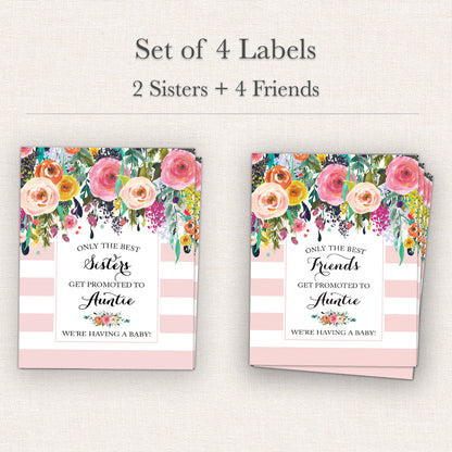 Pregnancy Announcement Wine Labels • Set of 6 • Auntie Reveal for Family & Friends (Final Sale)