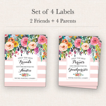 Pregnancy Announcement Wine Labels • Set of 6 • Grandparents & Auntie • Final Sale