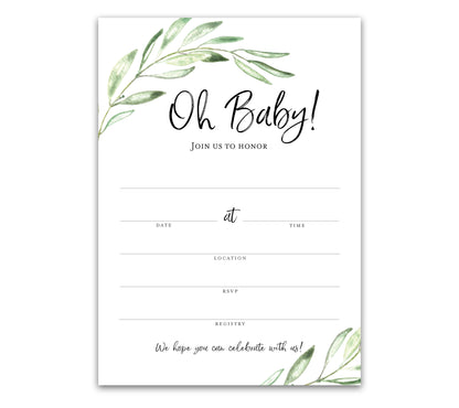 GREENERY Oh Baby! Baby Shower Invitations — Pack of 25