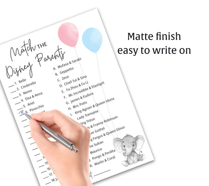Girl or Boy Elephant Gender Reveal Game • Disney Parent Match • SET of 25 • Baby Shower