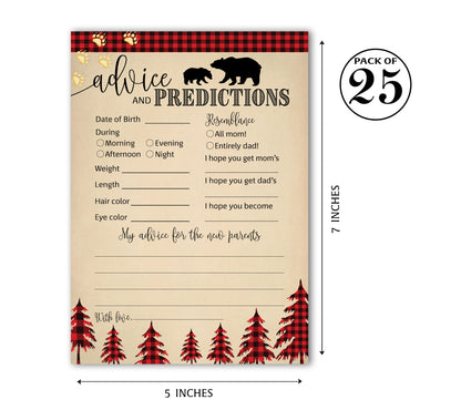 Lumberjack Baby Prediction & Advice Cards • Pack of 25 • Buffalo Plaid